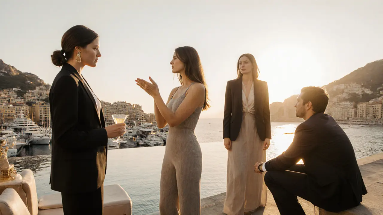 Four women in Monaco, each embodying a different luxury companion profile in distinct settings.