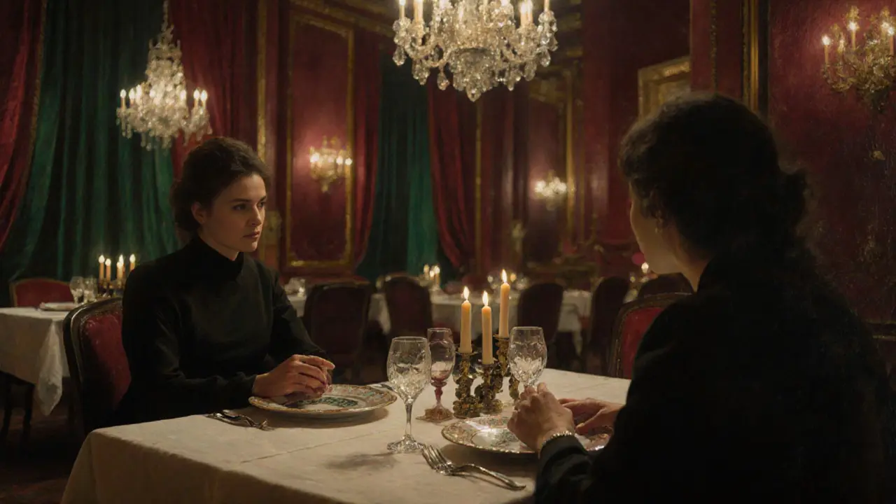 Intimate candlelit dinner at Le Louis XV with elegant table setting and soft ambient lighting.