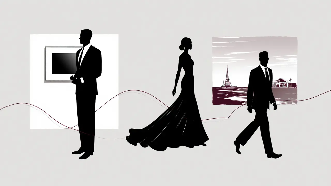 Three elegant silhouettes represent different types of Monaco companions in minimalist line art.