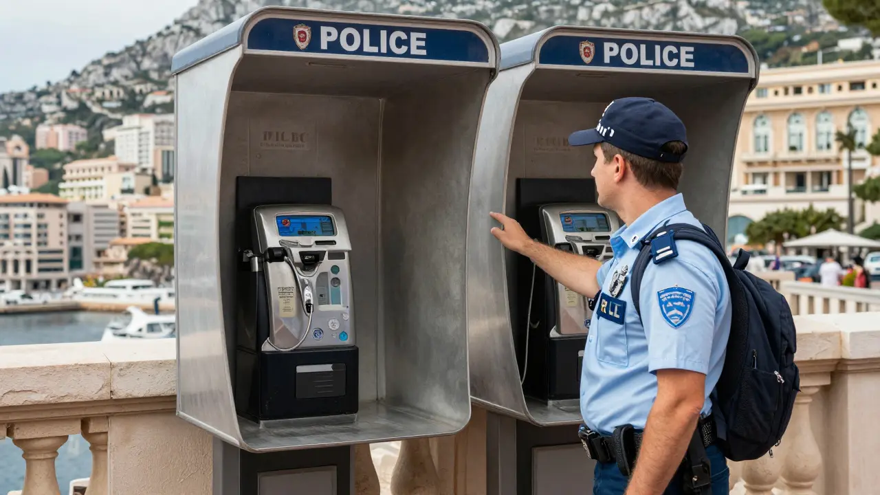Tourist reporting to Monaco police near Prince's Palace